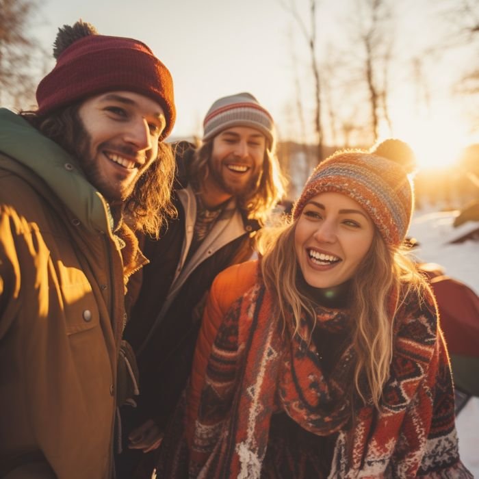 Group of diverse and cheerful friends having fun doing